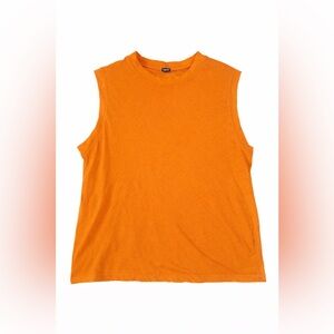 Monrow Linen Blend Muscle Tank Orange Sleeveless Top Medium